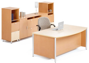 Concept 3 Executive Bow Front Desk with Credenza Storage Unit