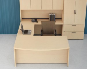 Top Down View Bow Front Executive "U" Desk